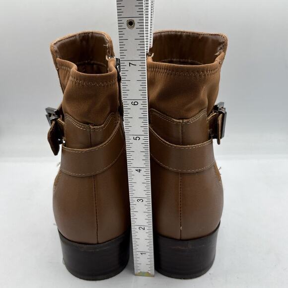 Isaac Mizrahi Live Women’s Brown Suede Side‑Zip Buckle Ankle Booties US 8.5 W - Picture 4 of 14